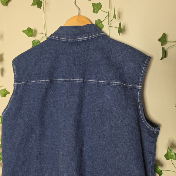 Denim Button-Front Vest with Floral Dress Layering - Picture 7 of 8